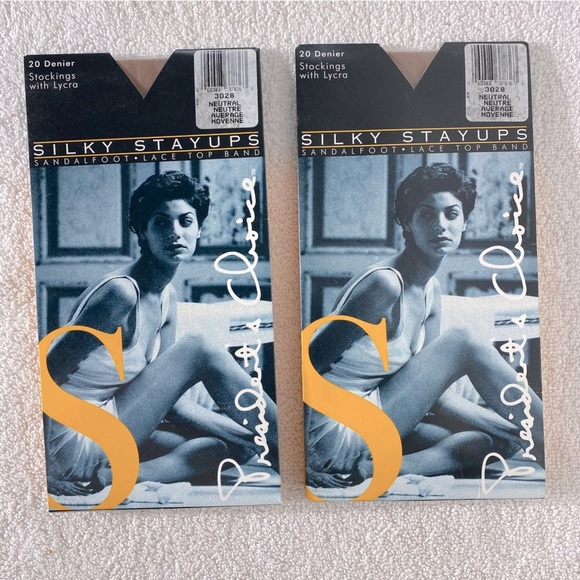 Vintage Presidents Choice Silky Stayups Stockings Pantyhose Neutral x2 - Picture 6 of 6